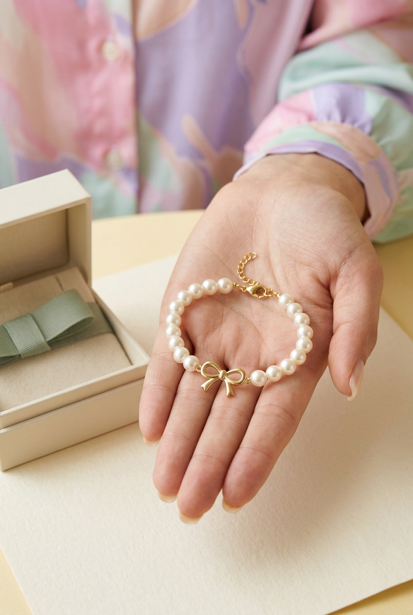 Pearl Ribbon - Model palm-held photograph