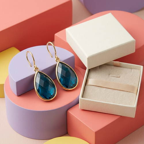 Ocean Muse Blue Teardrop Drop Earrings — Colorful hero view