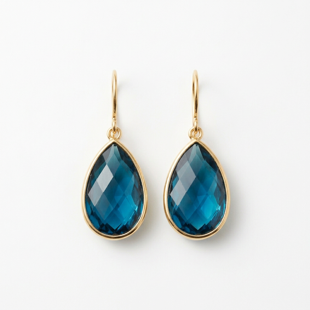 Ocean Muse Blue Teardrop Drop Earrings — White-background product view