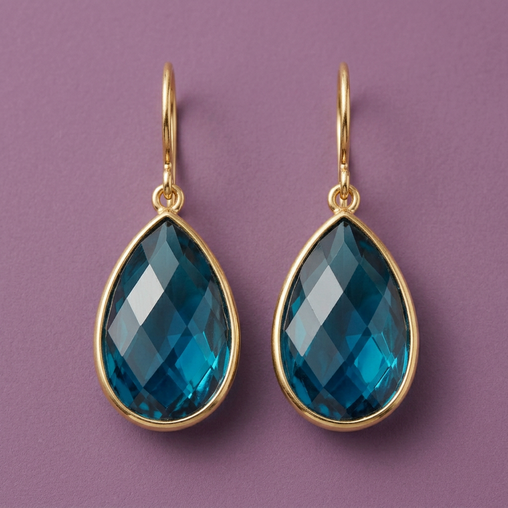 Ocean Muse Blue Teardrop Drop Earrings — Front detail