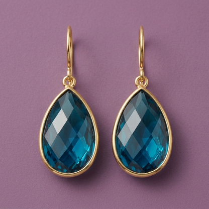 Ocean Muse Blue Teardrop Drop Earrings — Front detail