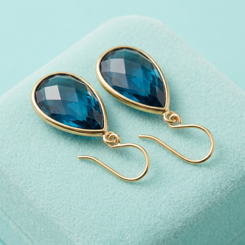 Ocean Muse Blue Teardrop Drop Earrings — Construction detail