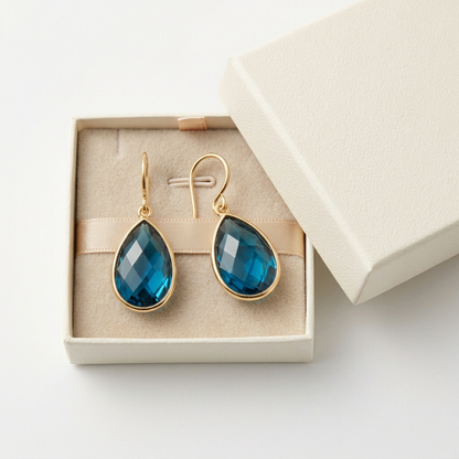 Ocean Muse Blue Teardrop Drop Earrings — Logo-free gift presentation