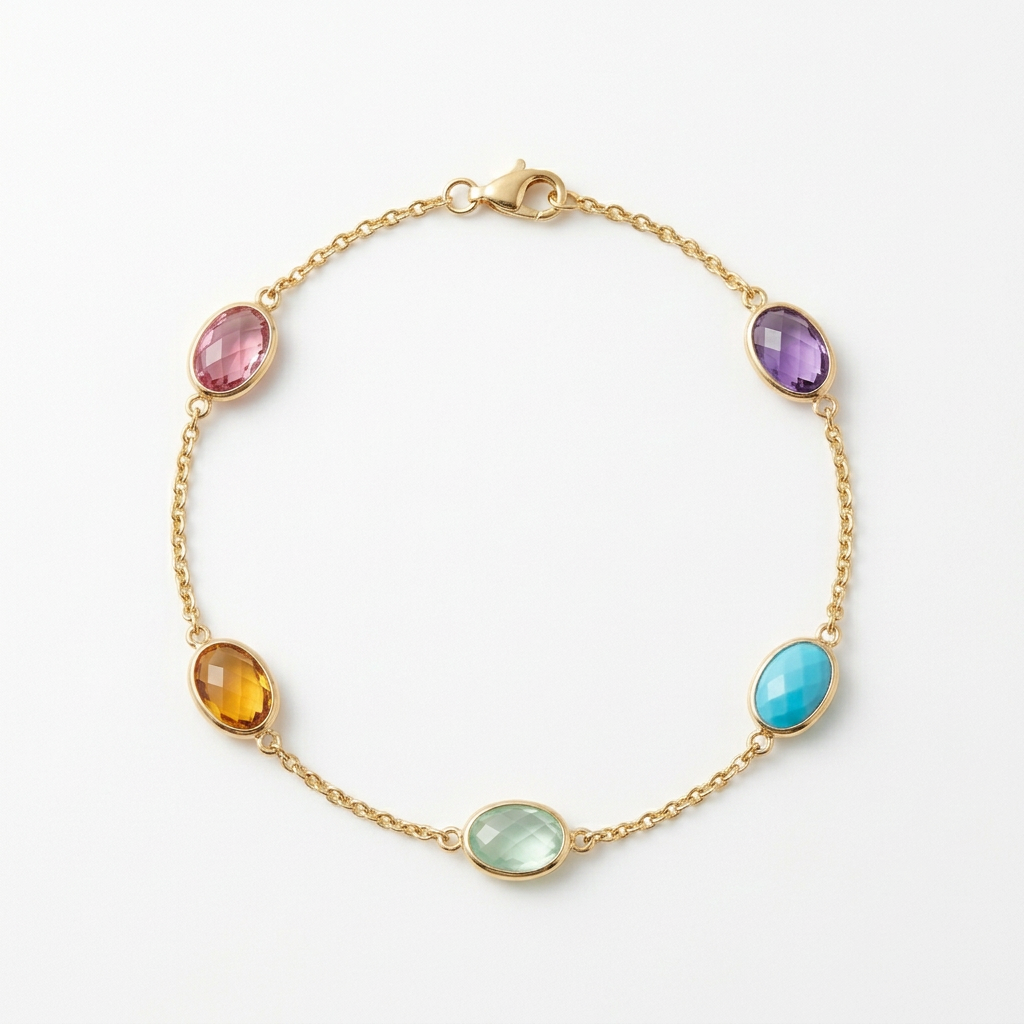 Prism Link Multicolor Accent Chain Bracelet — White-background product view
