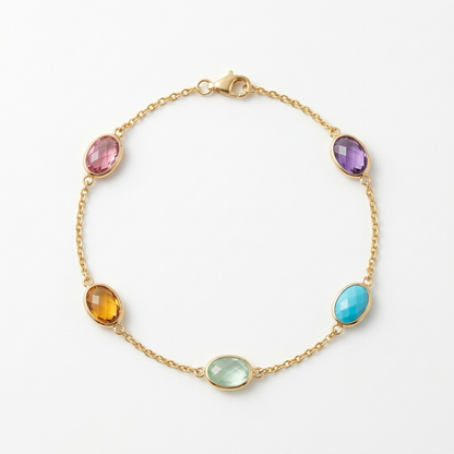 Prism Link Multicolor Accent Chain Bracelet — White-background product view