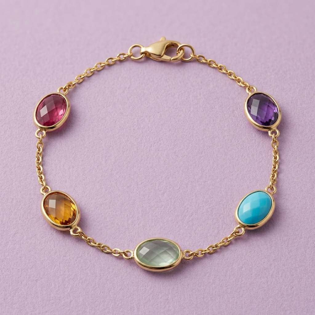 Prism Link Multicolor Accent Chain Bracelet — Front detail