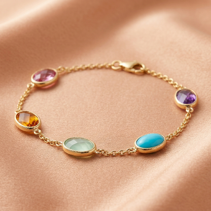 Prism Link Multicolor Accent Chain Bracelet — Oblique design detail
