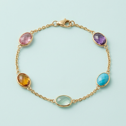 Prism Link Multicolor Accent Chain Bracelet — Construction detail