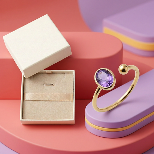 Violet Orbit Purple Oval Open Ring — Colorful hero view