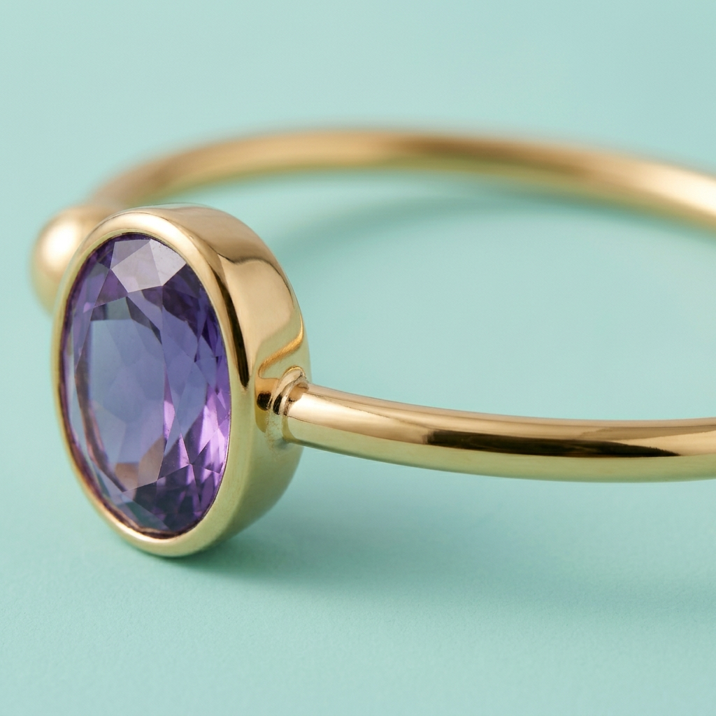 Violet Orbit Purple Oval Open Ring — Construction detail
