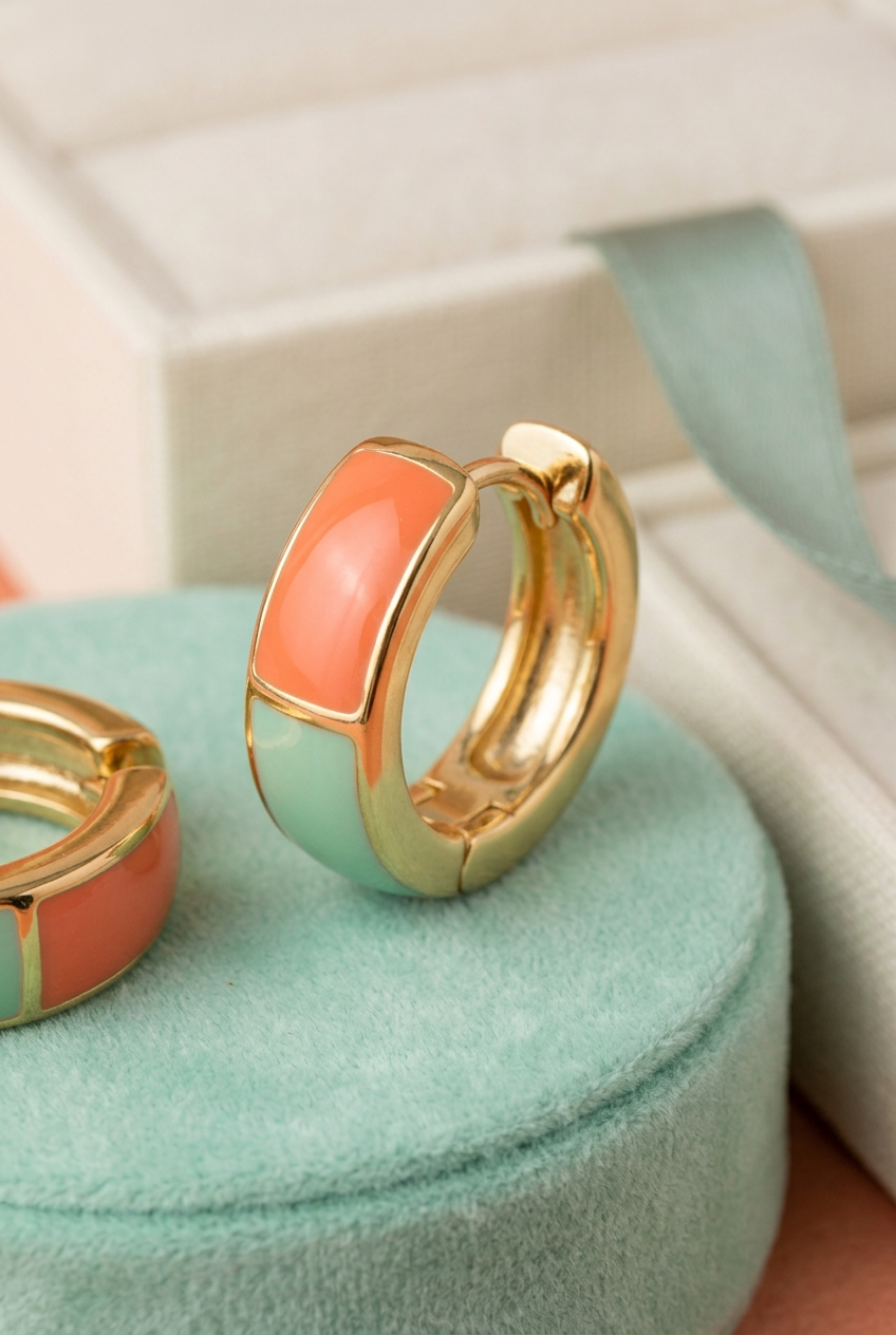Side detail of rounded gold-tone earring profile